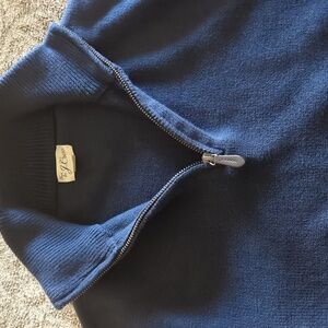 J. Crew Heritage cotton quarter zip sweater in navy blue